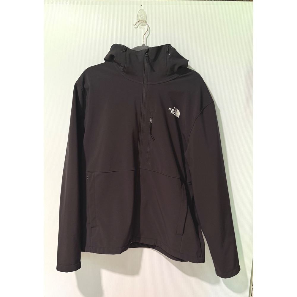The North Face WindWall Soft Shell Jacket Mens XL Black Hooded Full Zip Fleece